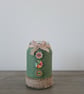 Green Rope Wrapped Jar-Colourful Button Detail-Rustic Home Decor-Handmade Gift