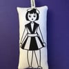Hand Screen printed Polish Doll Lavender bag With 1950’s barkcloth 
