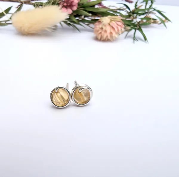 CITRINE Stud Earrings Sterling Silver 14K Gold Filled November Birthstone