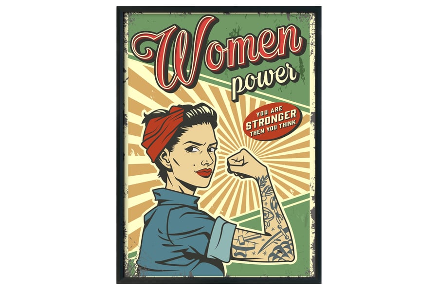 Strong woman inspirational retro print, strong woman vintage poster, gift