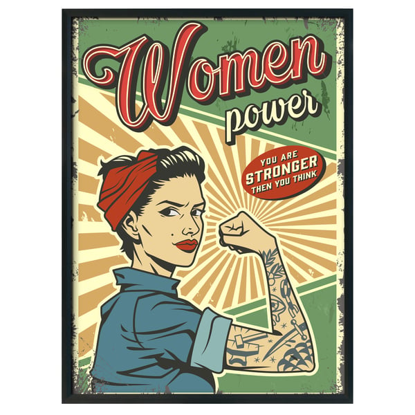 Strong woman inspirational retro print, strong woman vintage poster, gift