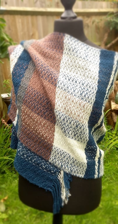 Teal Twill Handwoven Blanket Shawl