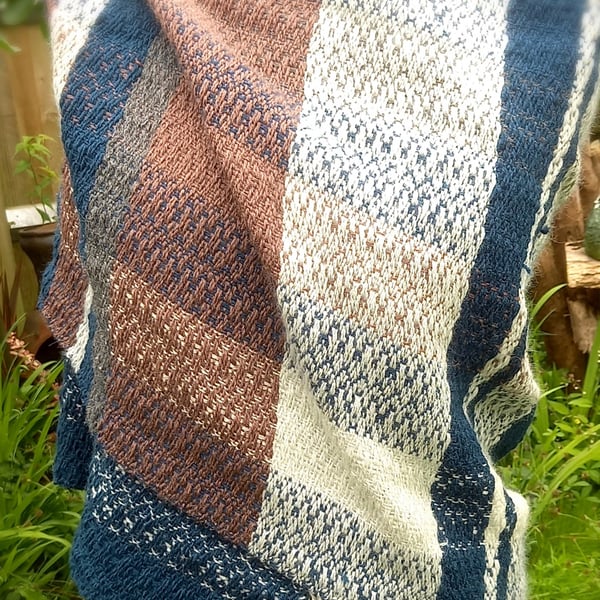 Teal Twill Handwoven Blanket Shawl