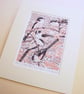 Long-tailed Tits - Original hand cut limited edition linocut print - Image 3