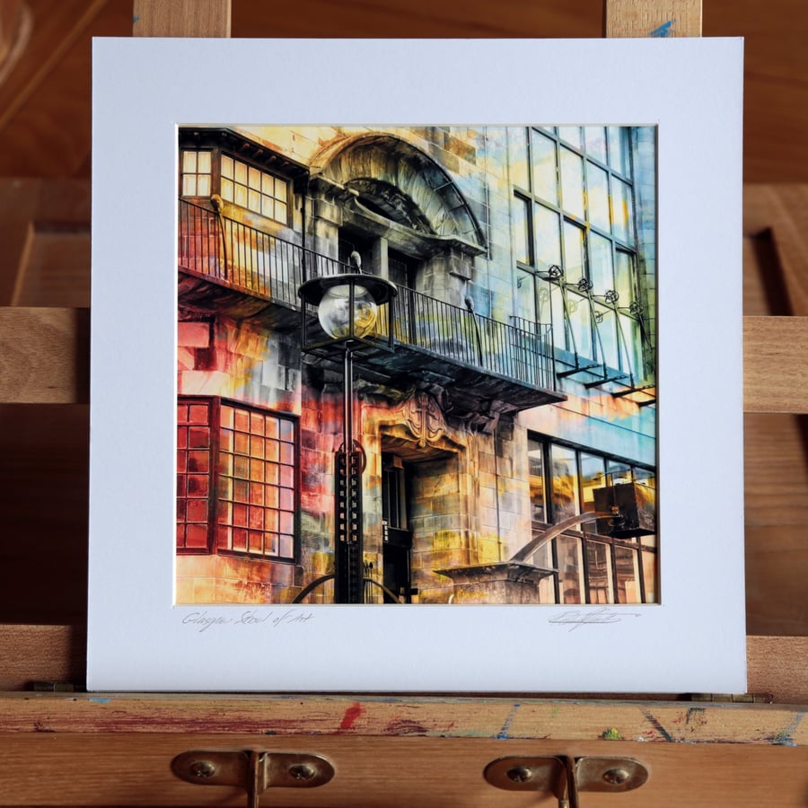 Glasgow School of Art , archival photo print 5 x 5inch mounted to 7 x 7inch
