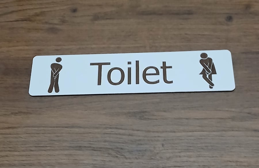 Novelty Toilet Door Sign. White Wood Collection.