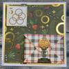 Five gold rings card with envelope for a gift card or money. 