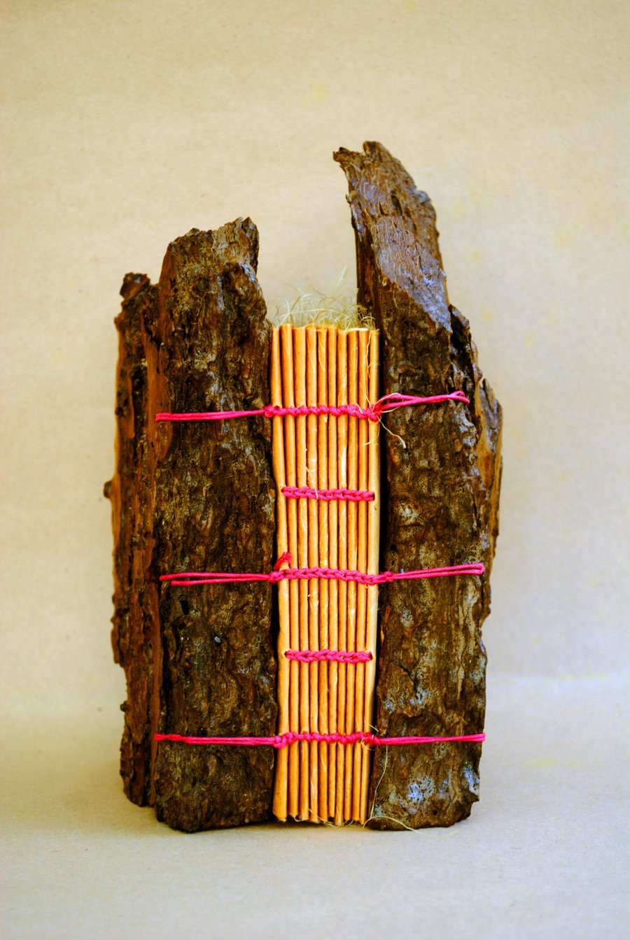 Tree Bark Book III. Handbound made from Scotts Pine Bark covers and Lokta Paper.
