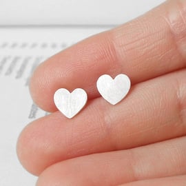 sweet heart earring studs in sterling silver, handmade