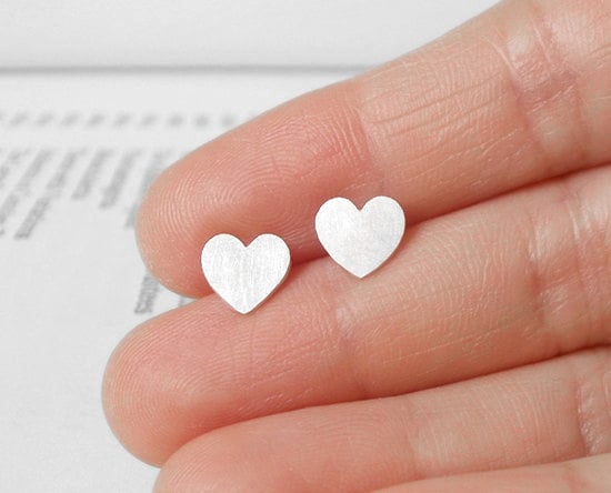 sweet heart earring studs in sterling silver, handmade