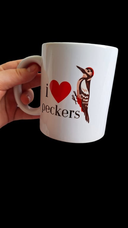 Funny Birding Mug 11oz "I love peckers" for Birders, Nature lovers, Woodpecker