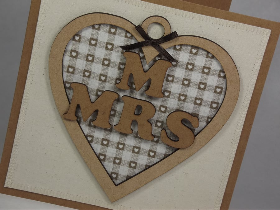 Mr and Mrs Wedding Day Fabric Card