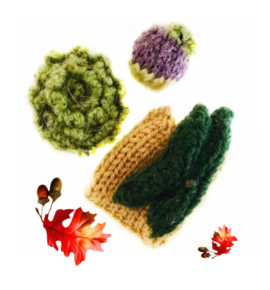 Selection of knitted vegetables 