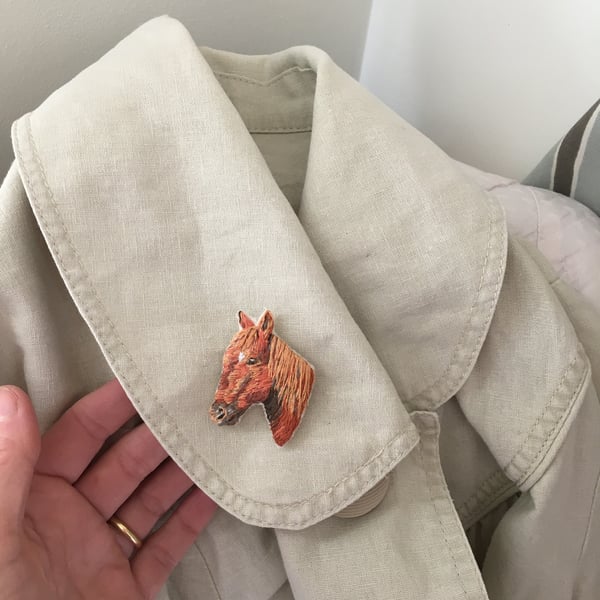 Horse Hand Embroidered Brooch 