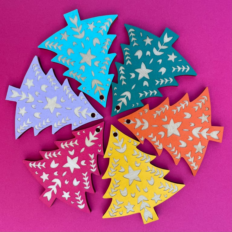 Folk-art Christmas tree decorations