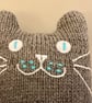 Blue  turquoise and grey knitted cat cushion - folksy Christmas 2026 - Image 4