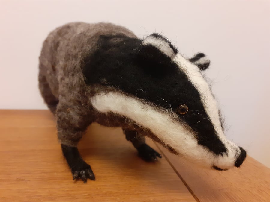 Needle felted wool Badger sculpture 