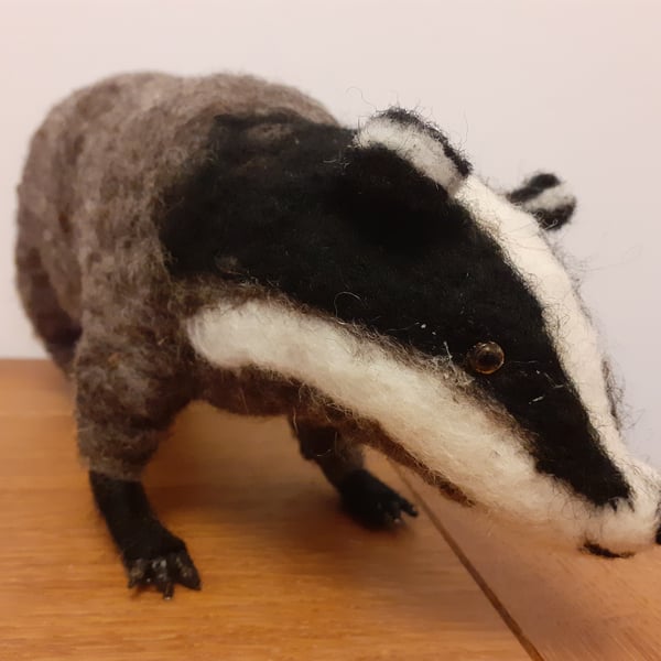 Needle felted wool Badger sculpture 
