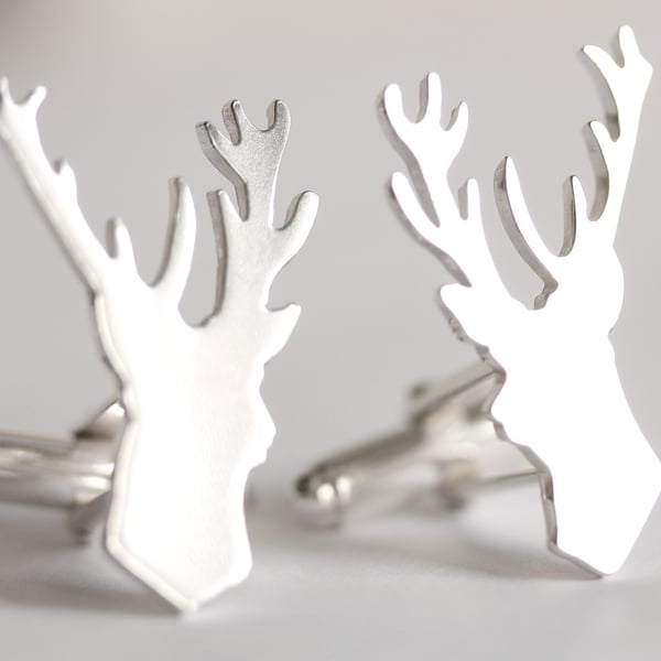 RESERVED ROR BECKY Single Silver Stag Cufflink