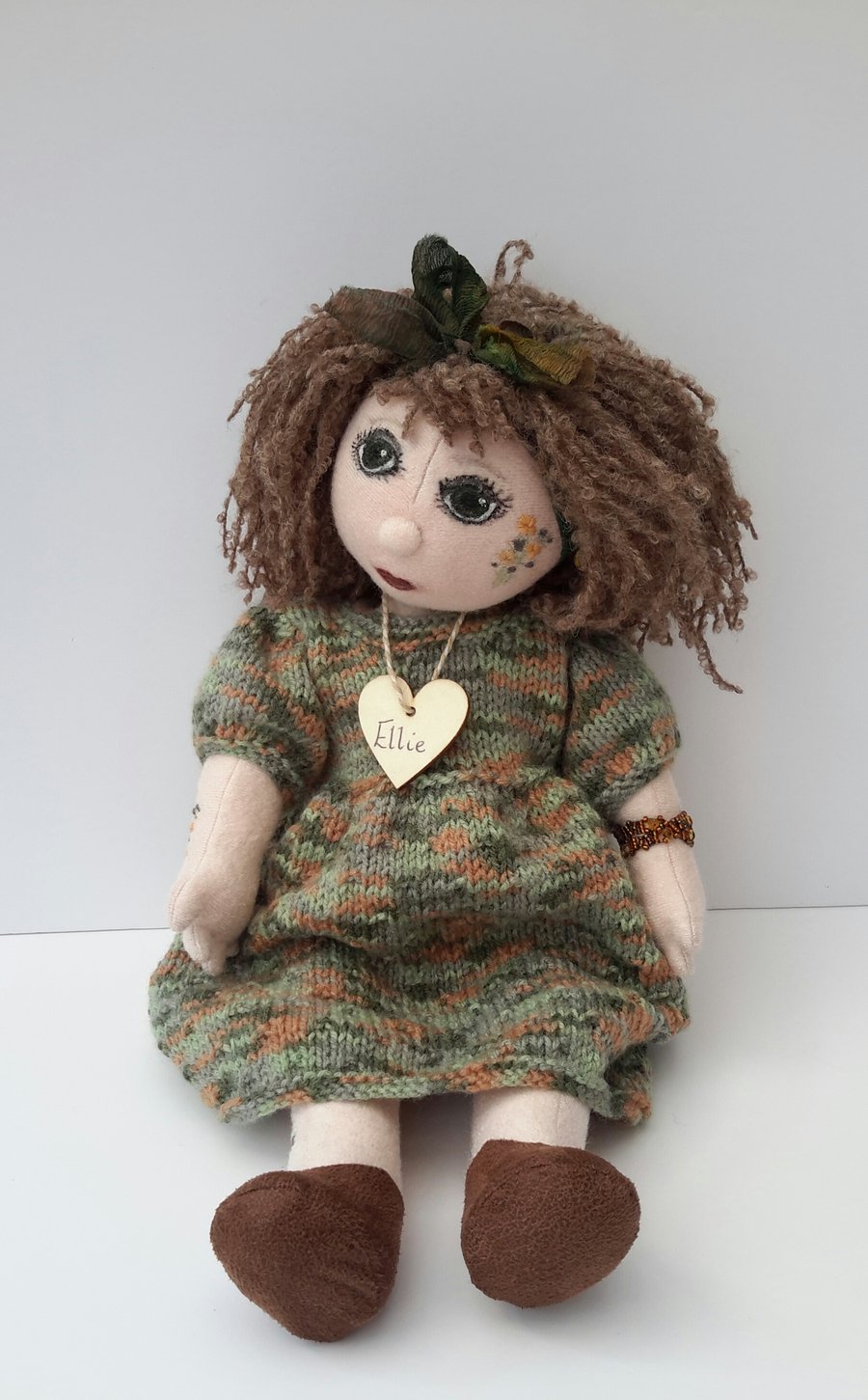 Ellie, 16" Collectable doll, Handmade Embroidered Doll by Bearlescent