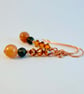 Sunstone, Moss Agate And Crystal Earrings - Handmade Gift, Birthday, Anniversary