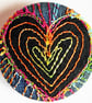 One Inch Badge Heart Fabric Badge with Free Machine Embroidery 