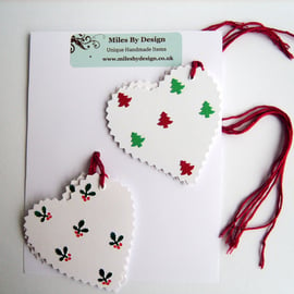 Heart Shaped Christmas Gift Tags (Pack Of Six)