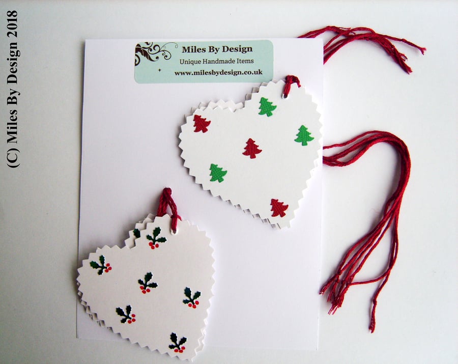 Heart Shaped Christmas Gift Tags (Pack Of Six)