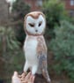Needle felt owl, collectable animal sculpture ornament or decoration - Barn Owl - Image 1