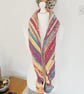 Multicoloured Crochet Scarf, Colourful Striped Triangle Shawl Wrap