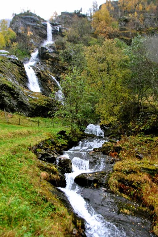 Waterfall Flamsdalen Valley Flam Norway Photograph Print
