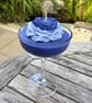 Blue Flower Soy Candle in Cocktail Glass - Lightly Scented