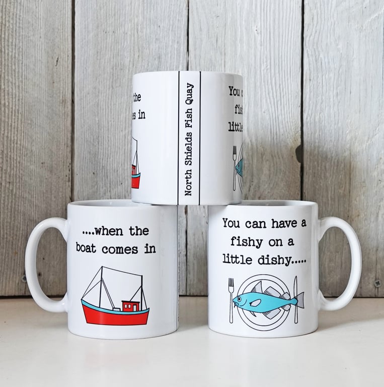 Fishy on a Dishy Ceramic Mug, - Home decor, tableware, Interior design, coffee c