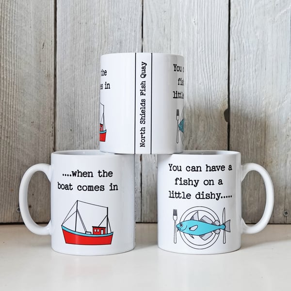 Fishy on a Dishy Ceramic Mug, - Home decor, tableware, Interior design, coffee c
