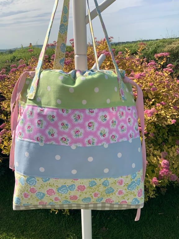 Handmade Fabric Tote Bag, Beach Bag, Handbag, Travel Bag, Work Bag, Floral