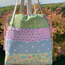 Handmade Fabric Tote Bag, Beach Bag, Handbag, Travel Bag, Work Bag, Floral