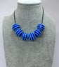 Handmade blue stripey lamp work glass beads - Image 8