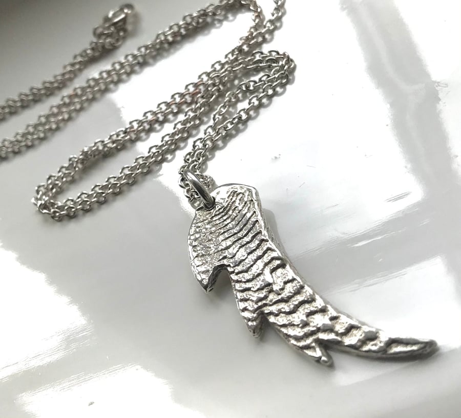 Reversible Sterling Silver Cuttlefish Cast Wing Design Pendant