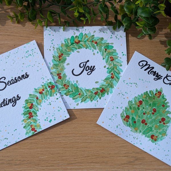 Luxury Christmas Cards, hand painted and lettered water colour cards.