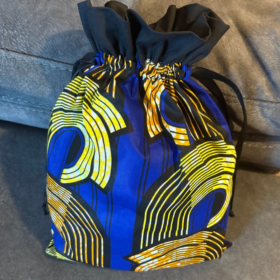Aurora Waves Ankara lined drawstring bag