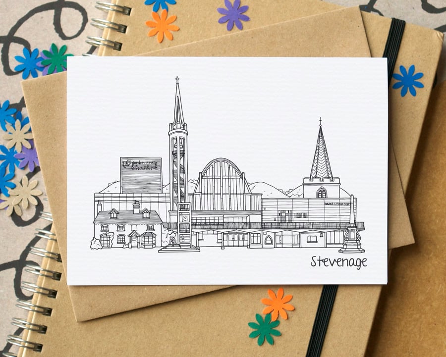 Stevenage Skyline Greetings Card