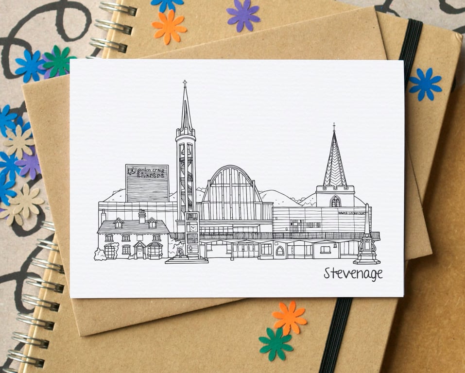 Stevenage Skyline Greetings Card