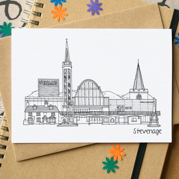 Stevenage Skyline Greetings Card