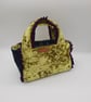 Clutch handbag,  yellow and teal velvet and purple pleated ribbon.   - Image 8