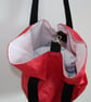 Large Red Sailcloth Beach Bag – Oversized Family Tote with Original Black M - Image 5
