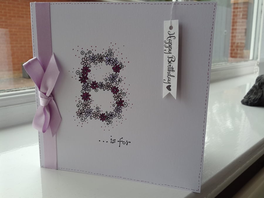 Personalised Daisy flower initial birthday card