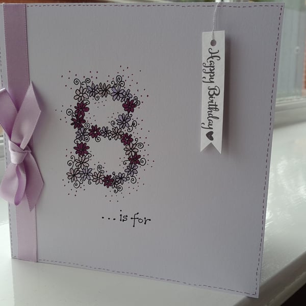 Personalised Daisy flower initial birthday card