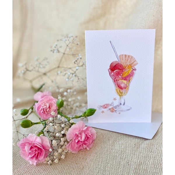 Peach Melba Ice Cream Sorbet Greeting Card for a variety of occasions with Bio G