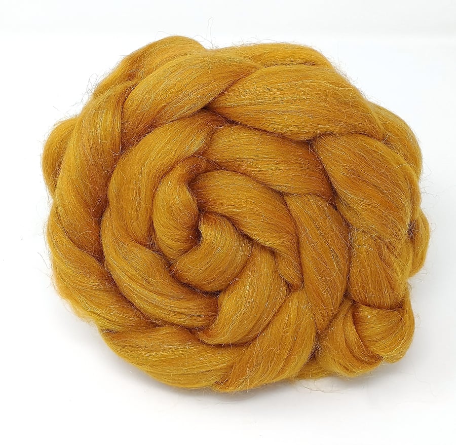 Merino Wool Trilobal Nylon Combed Top - Gingerbread Sparkle 100g