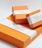 Orange, gold coloured, Batik inspired studs - Image 4